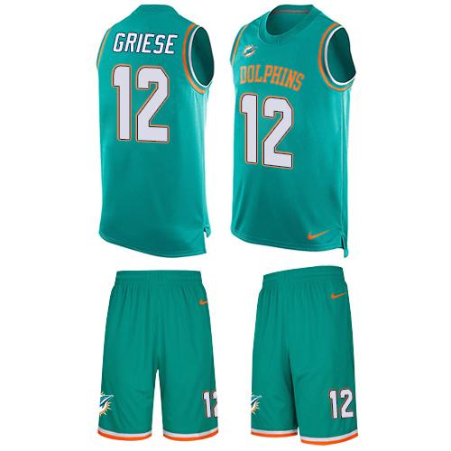 Nike Dolphins #12 Bob Griese Aqua Green Team Color Men's Stitched NFL Limited Tank Top Suit Jersey - Click Image to Close
